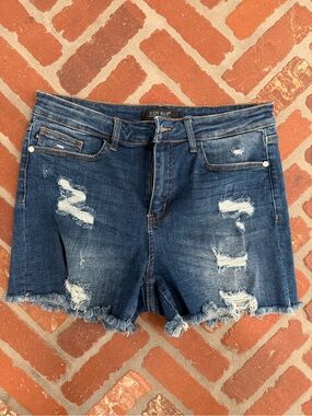 Judy Blue Medium Wash Ripped Denim Shorts